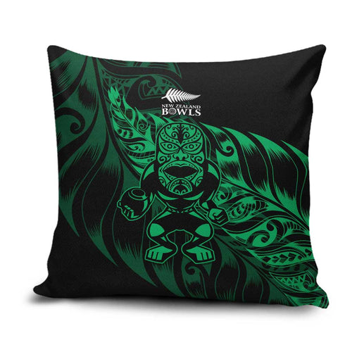 New Zealand Lawn Bowls Pillow Cover Green Maori Warrior Tribal Silver Fern - Aussie Hoodie