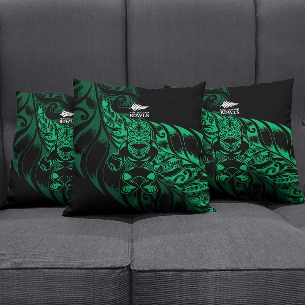 New Zealand Lawn Bowls Pillow Cover Green Maori Warrior Tribal Silver Fern - Aussie Hoodie