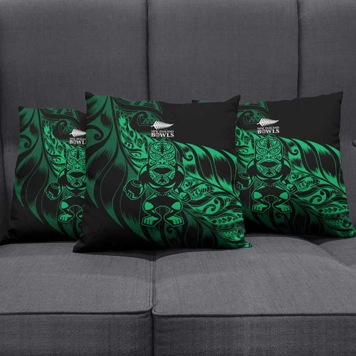 New Zealand Lawn Bowls Pillow Cover Green Maori Warrior Tribal Silver Fern - Aussie Hoodie