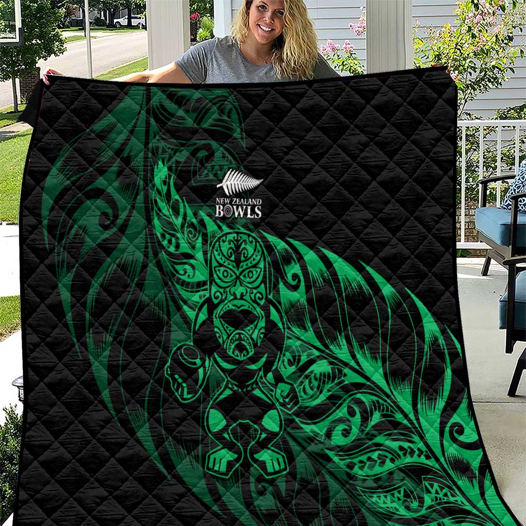New Zealand Lawn Bowls Quilt Green Maori Warrior Tribal Silver Fern - Aussie Hoodie