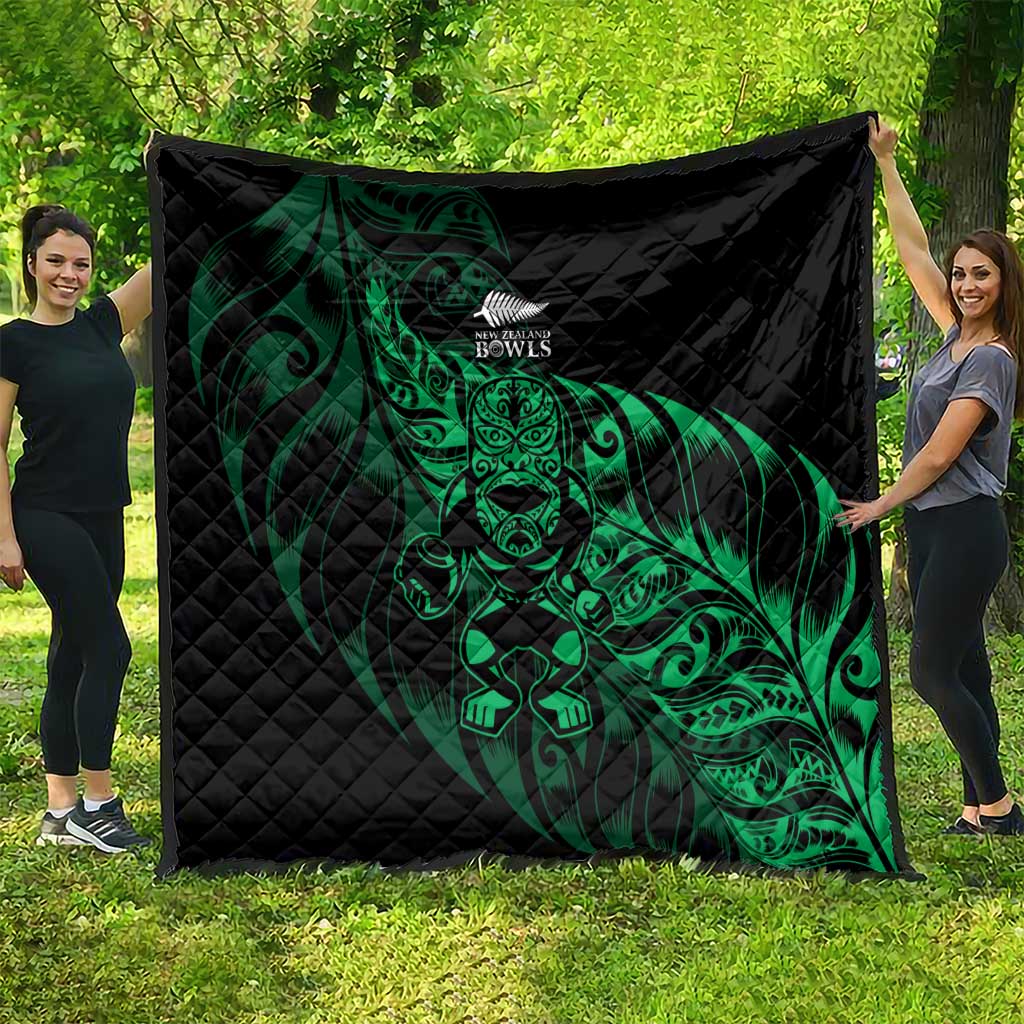 New Zealand Lawn Bowls Quilt Green Maori Warrior Tribal Silver Fern - Aussie Hoodie