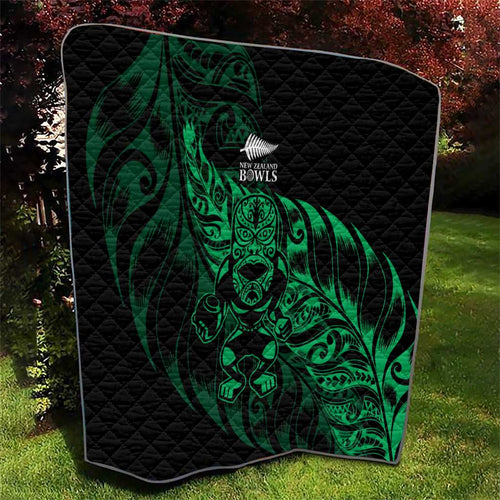 New Zealand Lawn Bowls Quilt Green Maori Warrior Tribal Silver Fern - Aussie Hoodie