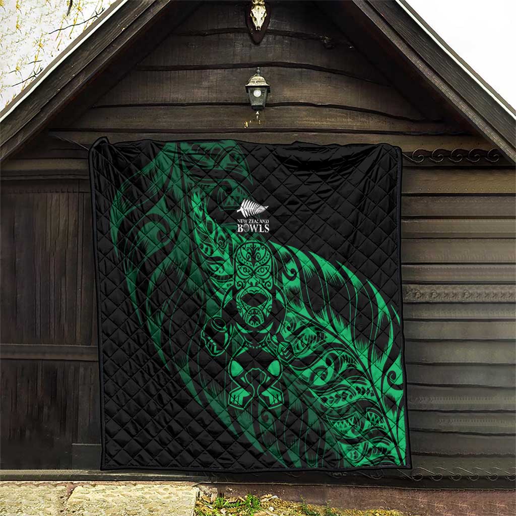 New Zealand Lawn Bowls Quilt Green Maori Warrior Tribal Silver Fern - Aussie Hoodie