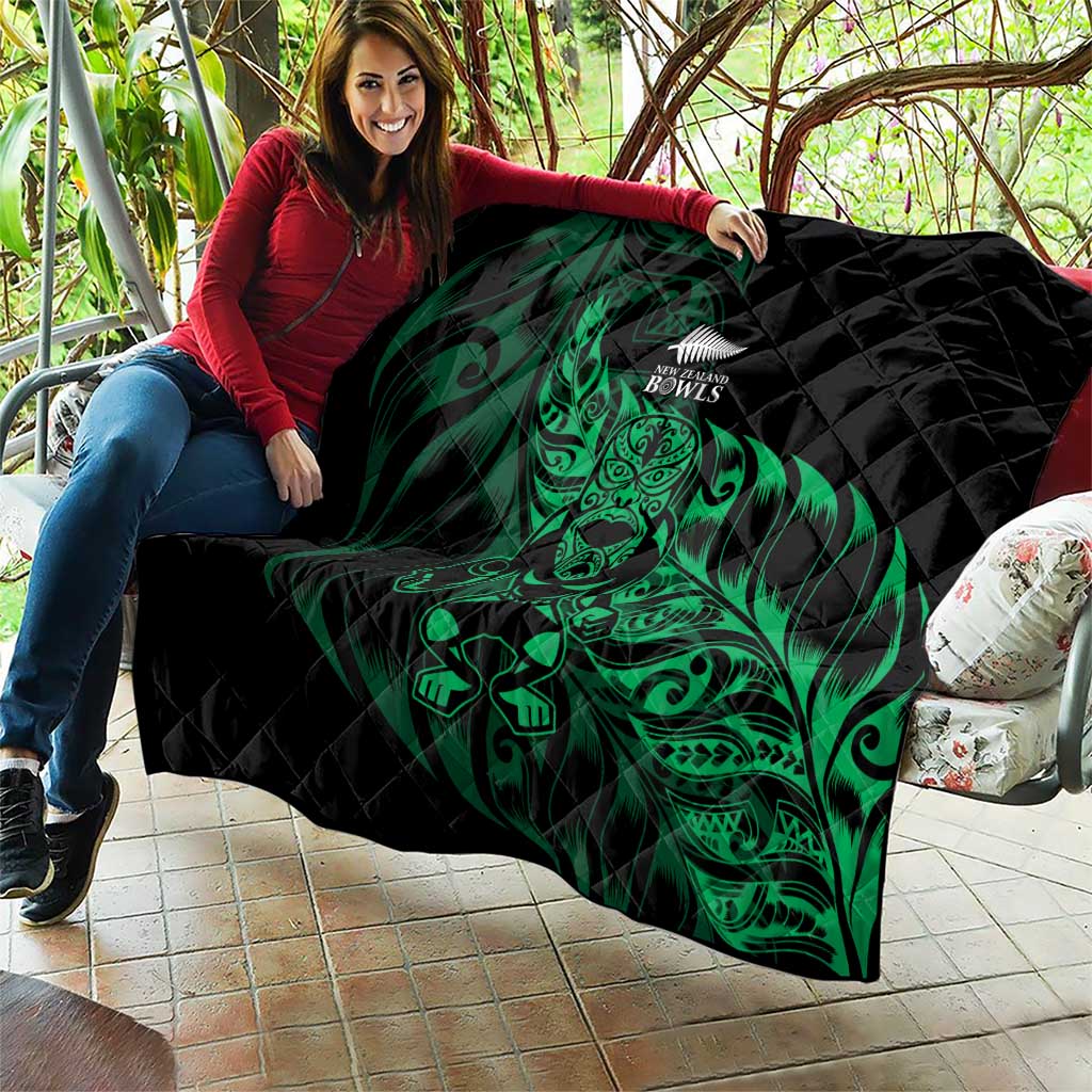 New Zealand Lawn Bowls Quilt Green Maori Warrior Tribal Silver Fern - Aussie Hoodie