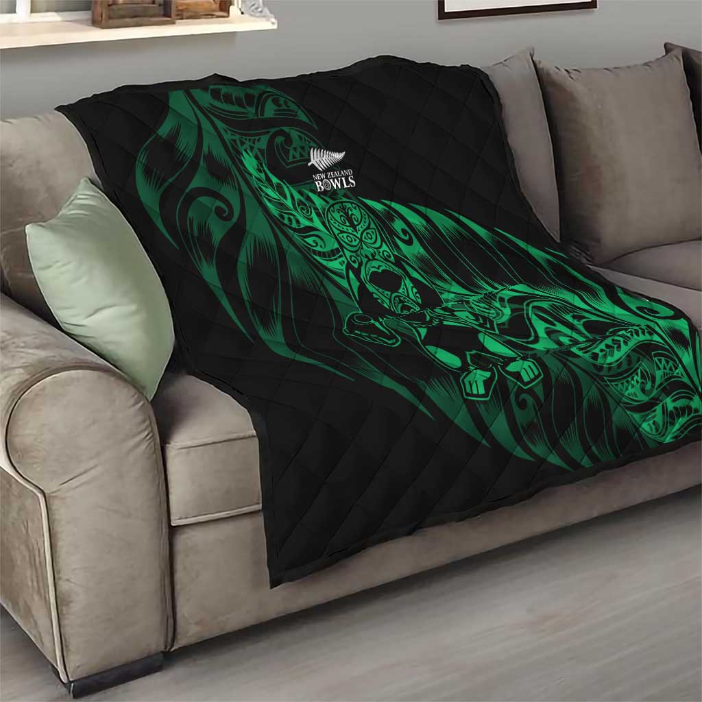 New Zealand Lawn Bowls Quilt Green Maori Warrior Tribal Silver Fern - Aussie Hoodie