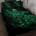 New Zealand Lawn Bowls Quilt Bed Set Green Maori Warrior Tribal Silver Fern - Aussie Hoodie