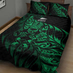New Zealand Lawn Bowls Quilt Bed Set Green Maori Warrior Tribal Silver Fern - Aussie Hoodie