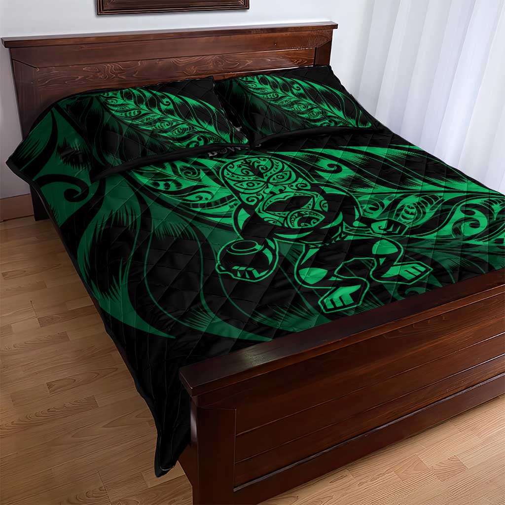 New Zealand Lawn Bowls Quilt Bed Set Green Maori Warrior Tribal Silver Fern - Aussie Hoodie