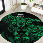 New Zealand Lawn Bowls Round Carpet Green Maori Warrior Tribal Silver Fern - Aussie Hoodie