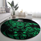 New Zealand Lawn Bowls Round Carpet Green Maori Warrior Tribal Silver Fern - Aussie Hoodie
