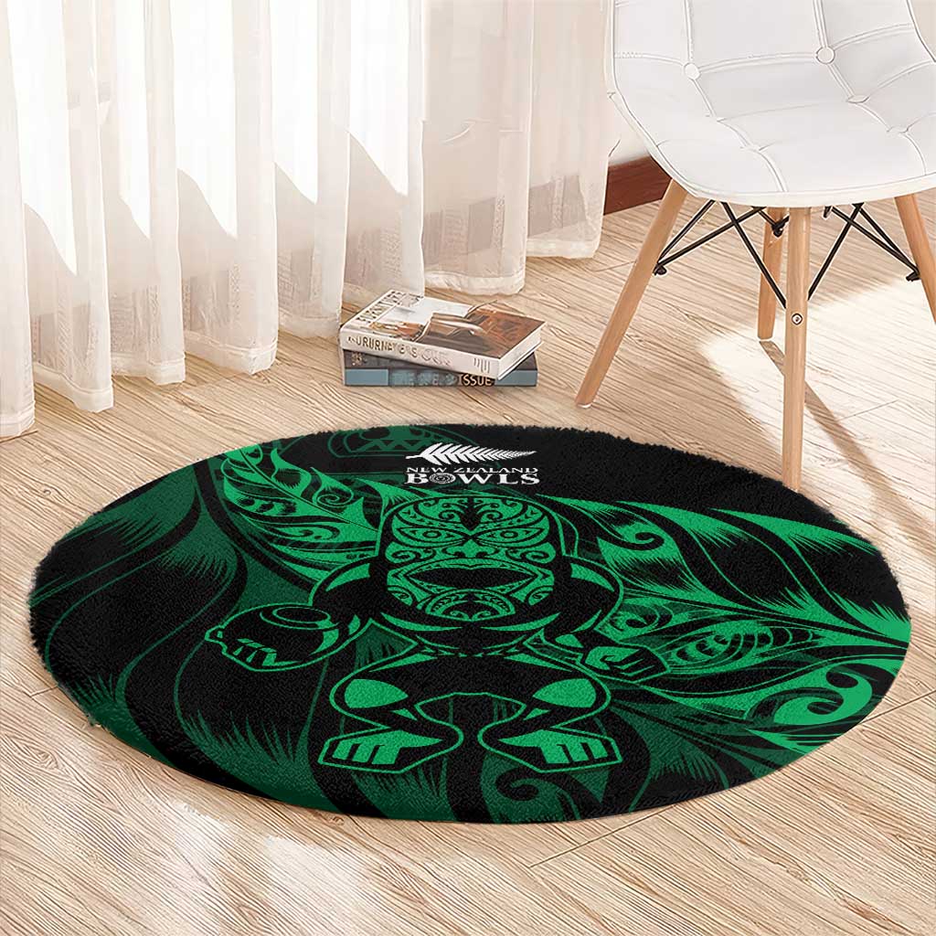 New Zealand Lawn Bowls Round Carpet Green Maori Warrior Tribal Silver Fern - Aussie Hoodie