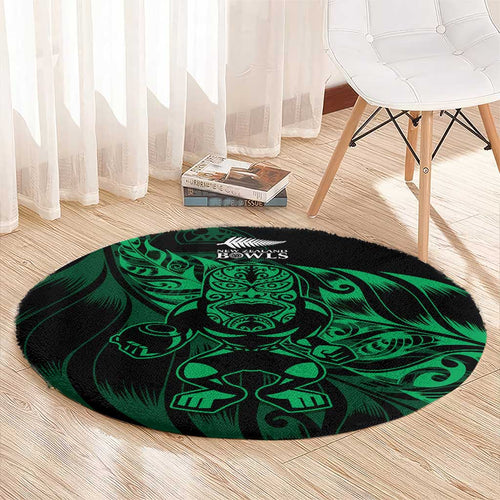 New Zealand Lawn Bowls Round Carpet Green Maori Warrior Tribal Silver Fern - Aussie Hoodie
