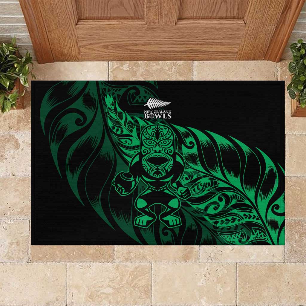 New Zealand Lawn Bowls Rubber Doormat Green Maori Warrior Tribal Silver Fern - Aussie Hoodie