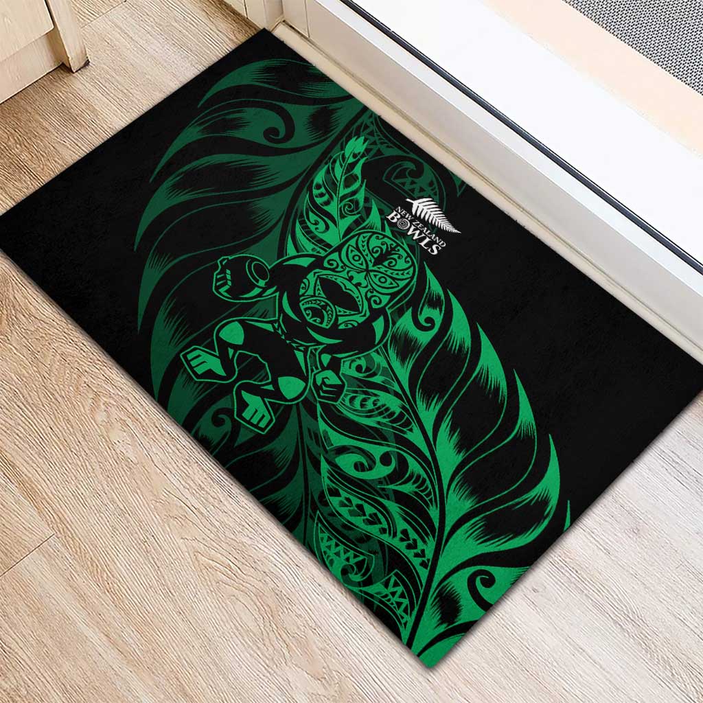 New Zealand Lawn Bowls Rubber Doormat Green Maori Warrior Tribal Silver Fern - Aussie Hoodie