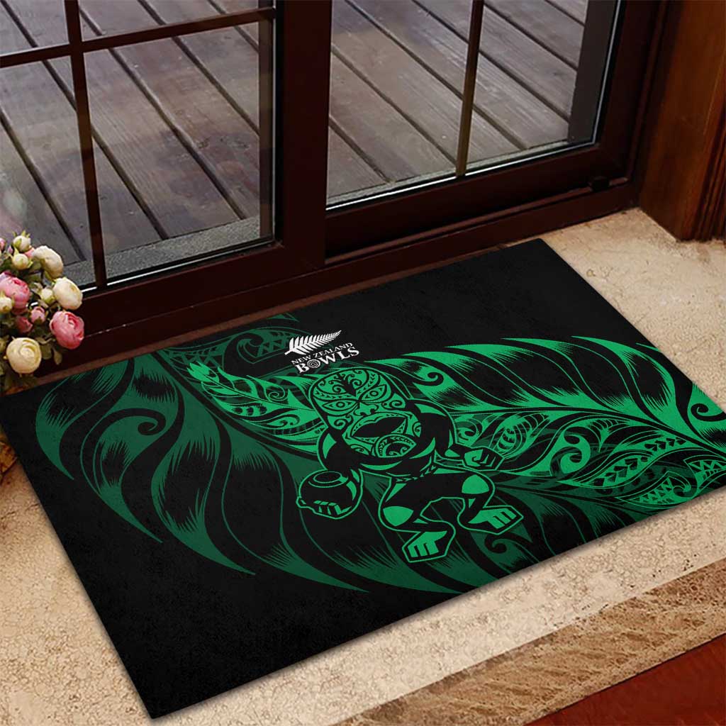 New Zealand Lawn Bowls Rubber Doormat Green Maori Warrior Tribal Silver Fern - Aussie Hoodie