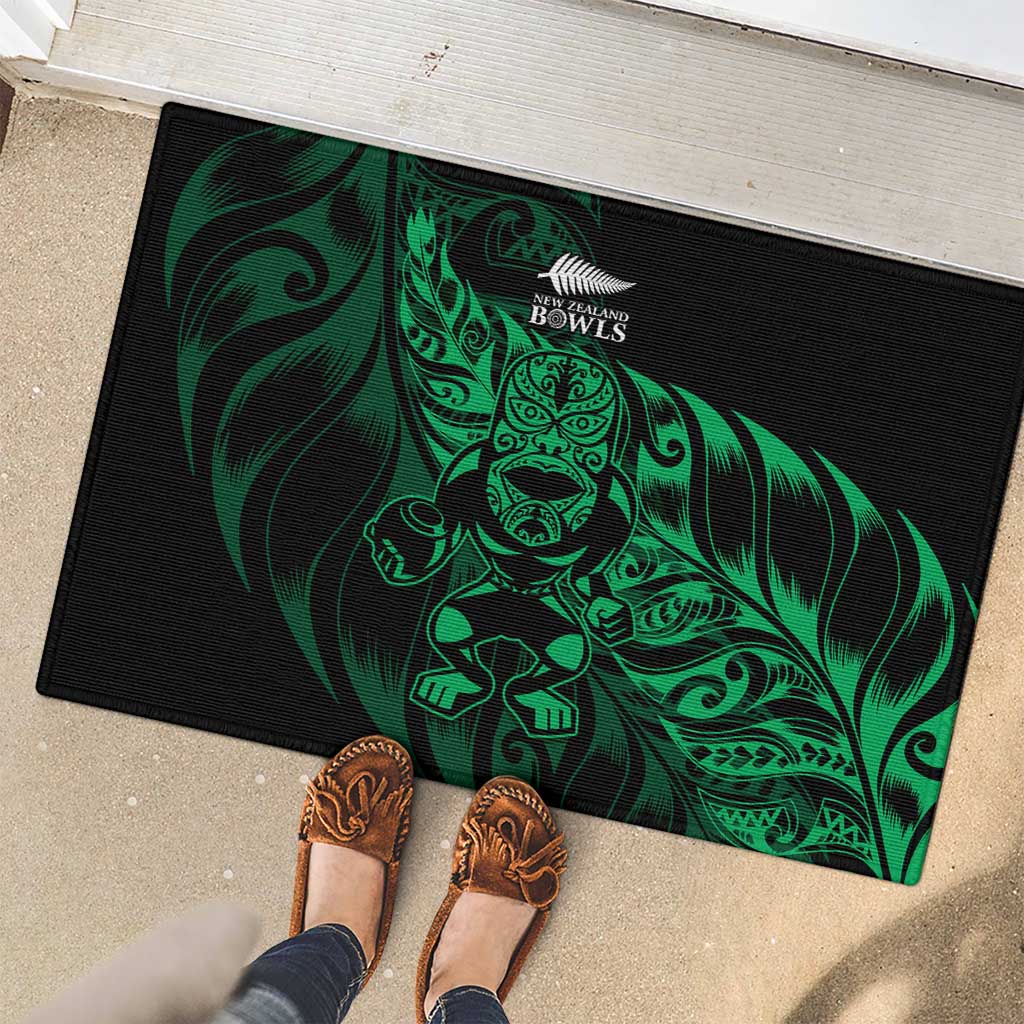 New Zealand Lawn Bowls Rubber Doormat Green Maori Warrior Tribal Silver Fern - Aussie Hoodie