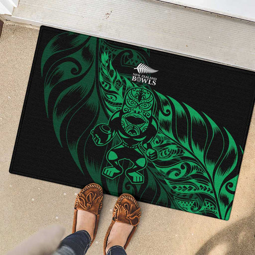 New Zealand Lawn Bowls Rubber Doormat Green Maori Warrior Tribal Silver Fern - Aussie Hoodie