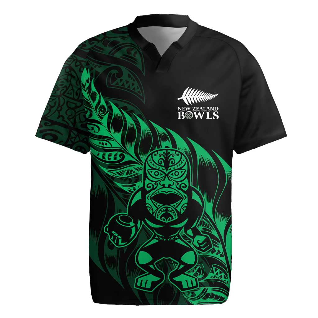 New Zealand Lawn Bowls Custom Rugby Jersey Green Maori Warrior Tribal Silver Fern - Aussie Hoodie