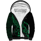 New Zealand Lawn Bowls Custom Sherpa Hoodie Green Maori Warrior Tribal Silver Fern - Aussie Hoodie
