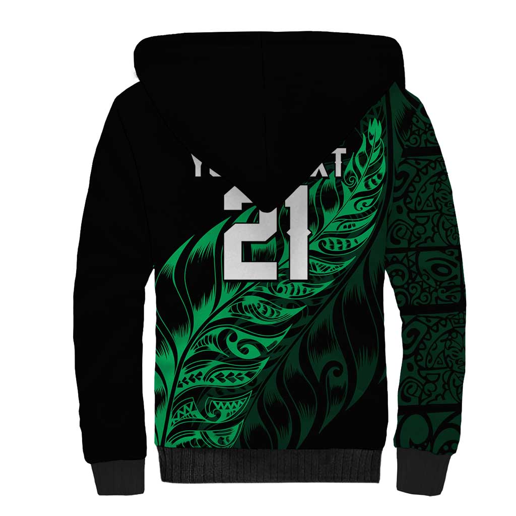 New Zealand Lawn Bowls Custom Sherpa Hoodie Green Maori Warrior Tribal Silver Fern - Aussie Hoodie