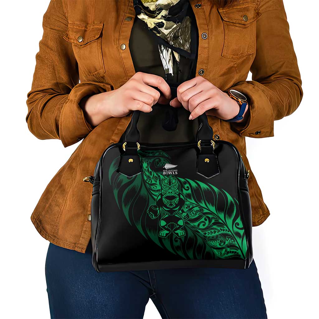 New Zealand Lawn Bowls Shoulder Handbag Green Maori Warrior Tribal Silver Fern - Aussie Hoodie