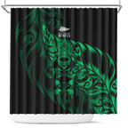 New Zealand Lawn Bowls Shower Curtain Green Maori Warrior Tribal Silver Fern - Aussie Hoodie