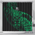 New Zealand Lawn Bowls Shower Curtain Green Maori Warrior Tribal Silver Fern - Aussie Hoodie