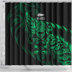 New Zealand Lawn Bowls Shower Curtain Green Maori Warrior Tribal Silver Fern - Aussie Hoodie