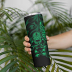 New Zealand Lawn Bowls Custom Skinny Tumbler Green Maori Warrior Tribal Silver Fern - Aussie Hoodie