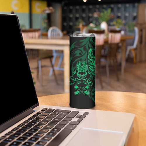 New Zealand Lawn Bowls Custom Skinny Tumbler Green Maori Warrior Tribal Silver Fern - Aussie Hoodie