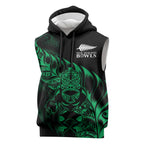 New Zealand Lawn Bowls Custom Sleeveless Hoodie Green Maori Warrior Tribal Silver Fern - Aussie Hoodie