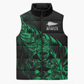New Zealand Lawn Bowls Custom Sleeveless Puffer Jacket Green Maori Warrior Tribal Silver Fern - Aussie Hoodie