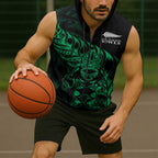 New Zealand Lawn Bowls Custom Sleeveless Zip Hoodie Green Maori Warrior Tribal Silver Fern LT9