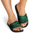 New Zealand Lawn Bowls Slide Sandals Green Maori Warrior Tribal Silver Fern - Aussie Hoodie