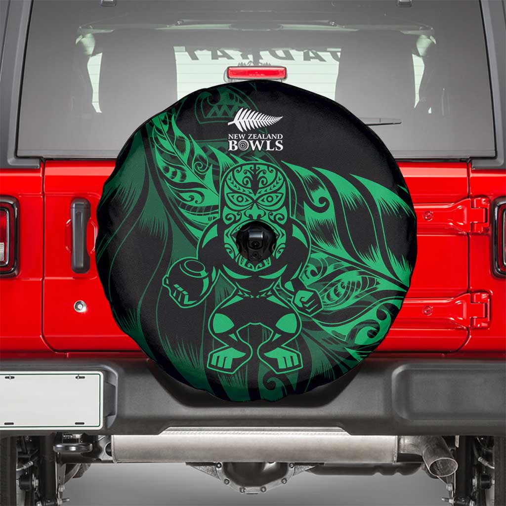New Zealand Lawn Bowls Spare Tire Cover Green Maori Warrior Tribal Silver Fern - Aussie Hoodie