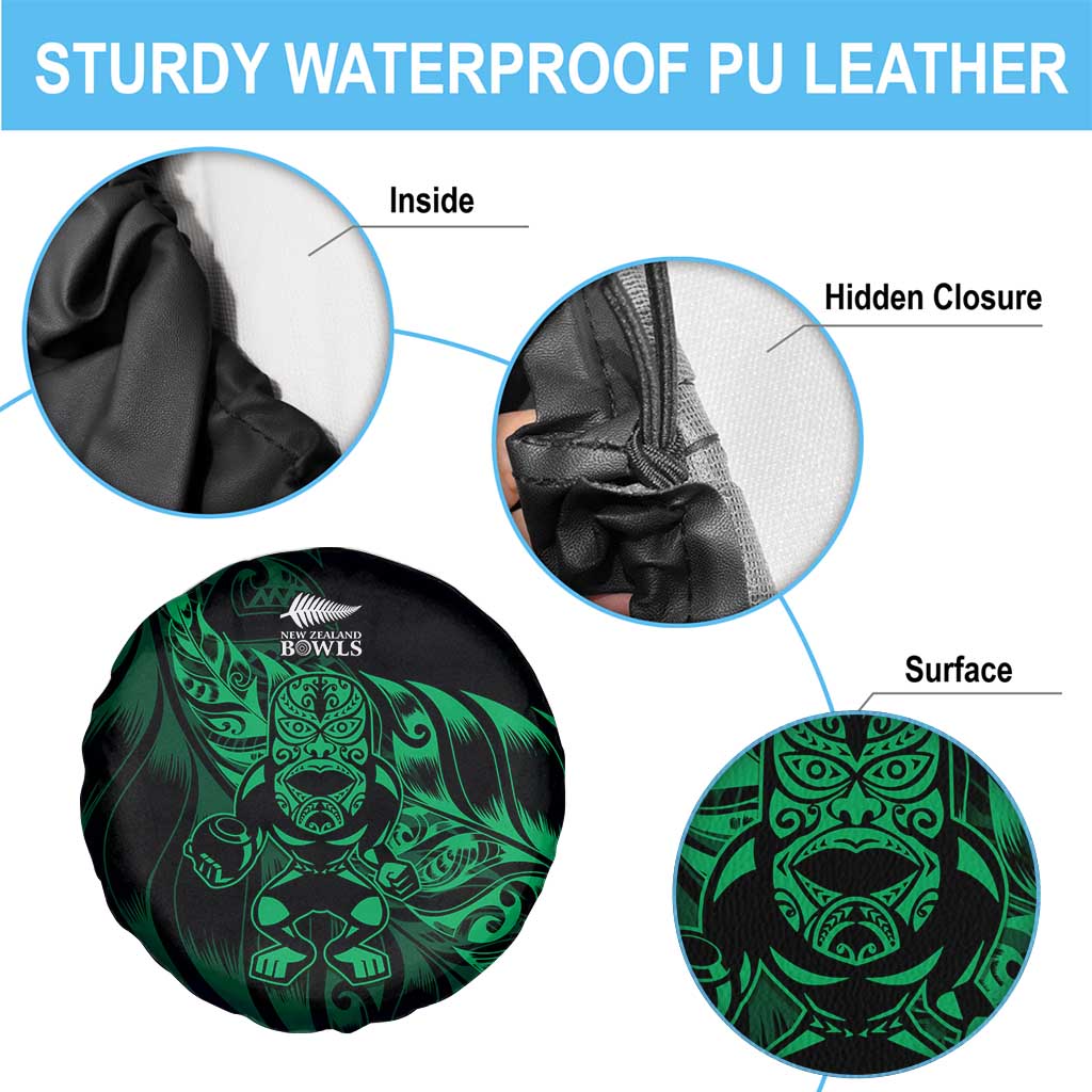 New Zealand Lawn Bowls Spare Tire Cover Green Maori Warrior Tribal Silver Fern - Aussie Hoodie
