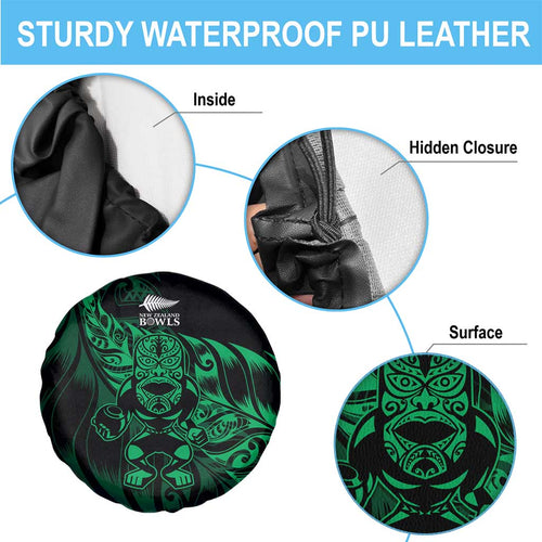 New Zealand Lawn Bowls Spare Tire Cover Green Maori Warrior Tribal Silver Fern - Aussie Hoodie