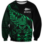 New Zealand Lawn Bowls Custom Sweatshirt Green Maori Warrior Tribal Silver Fern - Aussie Hoodie
