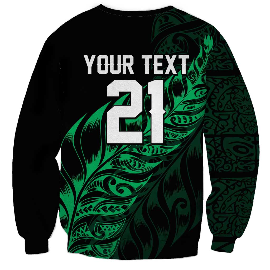 New Zealand Lawn Bowls Custom Sweatshirt Green Maori Warrior Tribal Silver Fern - Aussie Hoodie