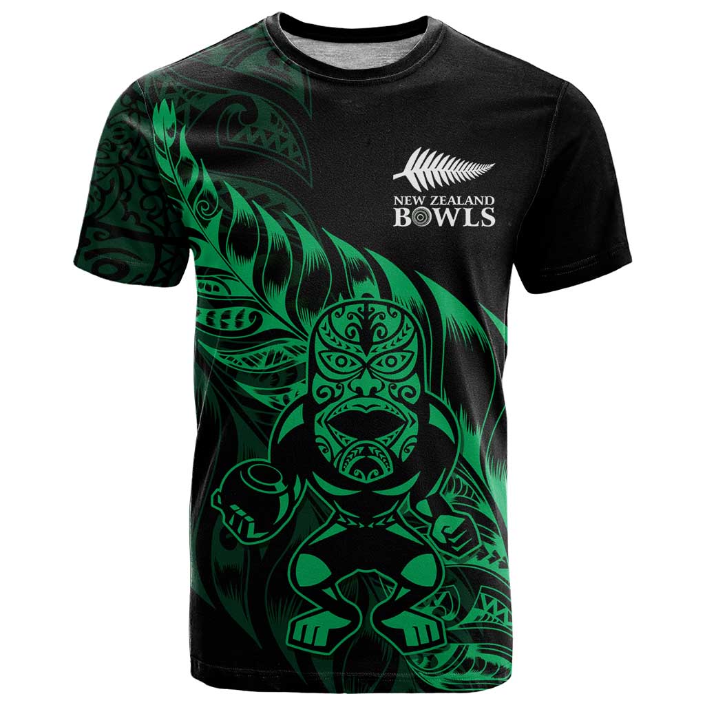 New Zealand Lawn Bowls Custom T Shirt Green Maori Warrior Tribal Silver Fern - Aussie Hoodie