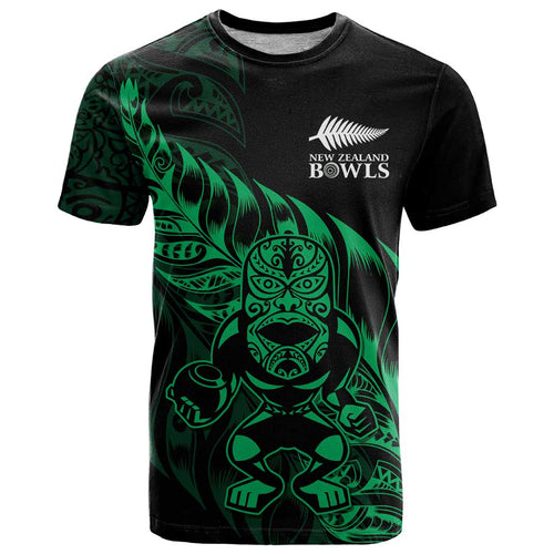 New Zealand Lawn Bowls Custom T Shirt Green Maori Warrior Tribal Silver Fern - Aussie Hoodie