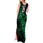 New Zealand Lawn Bowls Custom Tank Maxi Dress Green Maori Warrior Tribal Silver Fern - Aussie Hoodie