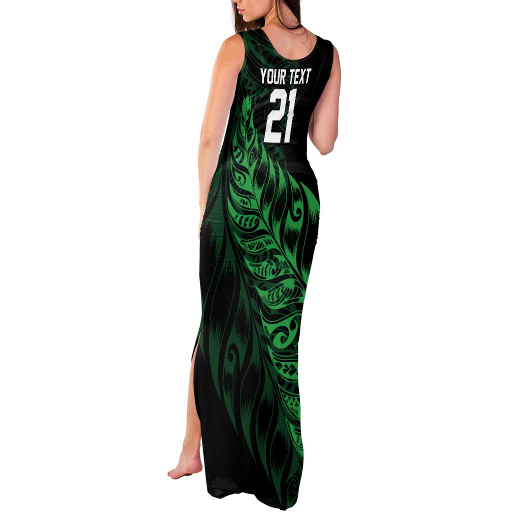New Zealand Lawn Bowls Custom Tank Maxi Dress Green Maori Warrior Tribal Silver Fern - Aussie Hoodie