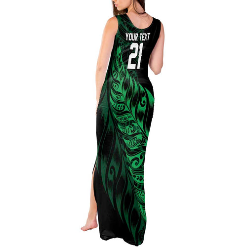 New Zealand Lawn Bowls Custom Tank Maxi Dress Green Maori Warrior Tribal Silver Fern - Aussie Hoodie