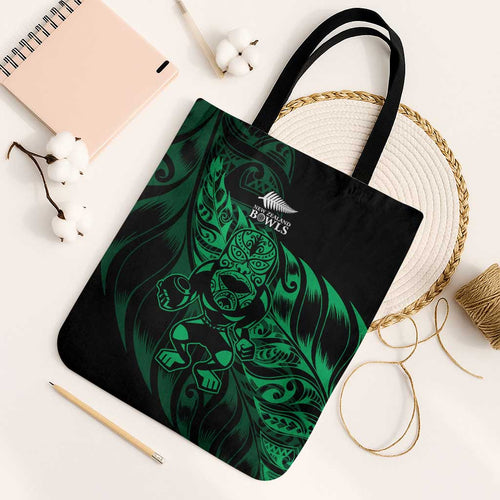 New Zealand Lawn Bowls Tote Bag Green Maori Warrior Tribal Silver Fern - Aussie Hoodie