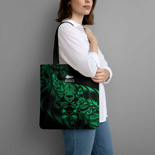 New Zealand Lawn Bowls Tote Bag Green Maori Warrior Tribal Silver Fern - Aussie Hoodie