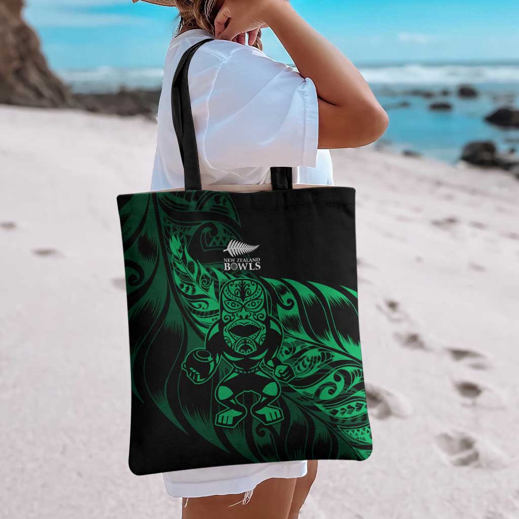 New Zealand Lawn Bowls Tote Bag Green Maori Warrior Tribal Silver Fern - Aussie Hoodie