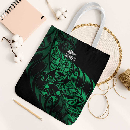 New Zealand Lawn Bowls Tote Bag Green Maori Warrior Tribal Silver Fern - Aussie Hoodie