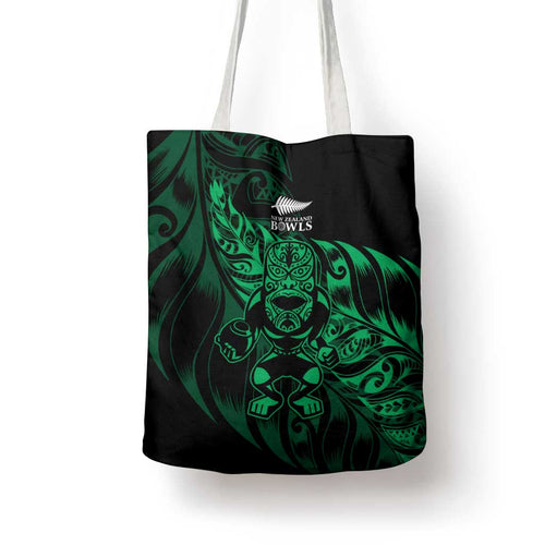 New Zealand Lawn Bowls Tote Bag Green Maori Warrior Tribal Silver Fern - Aussie Hoodie