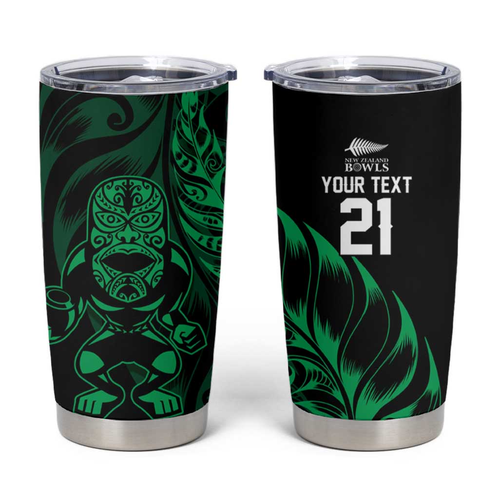New Zealand Lawn Bowls Custom Tumbler Cup Green Maori Warrior Tribal Silver Fern - Aussie Hoodie